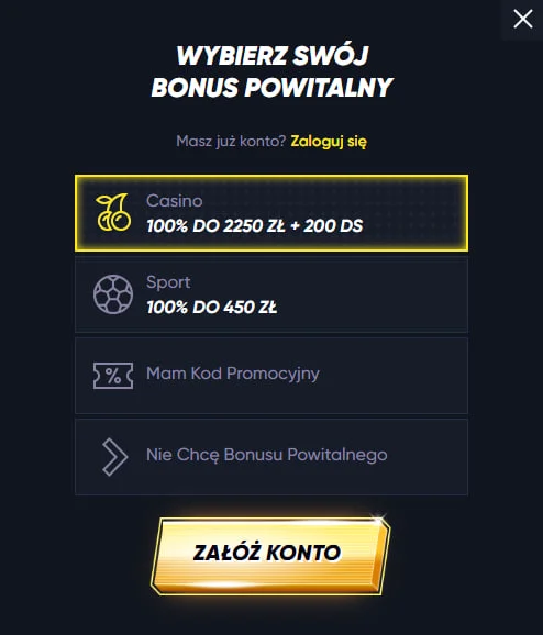 Rejestracja w Quickwin Casino